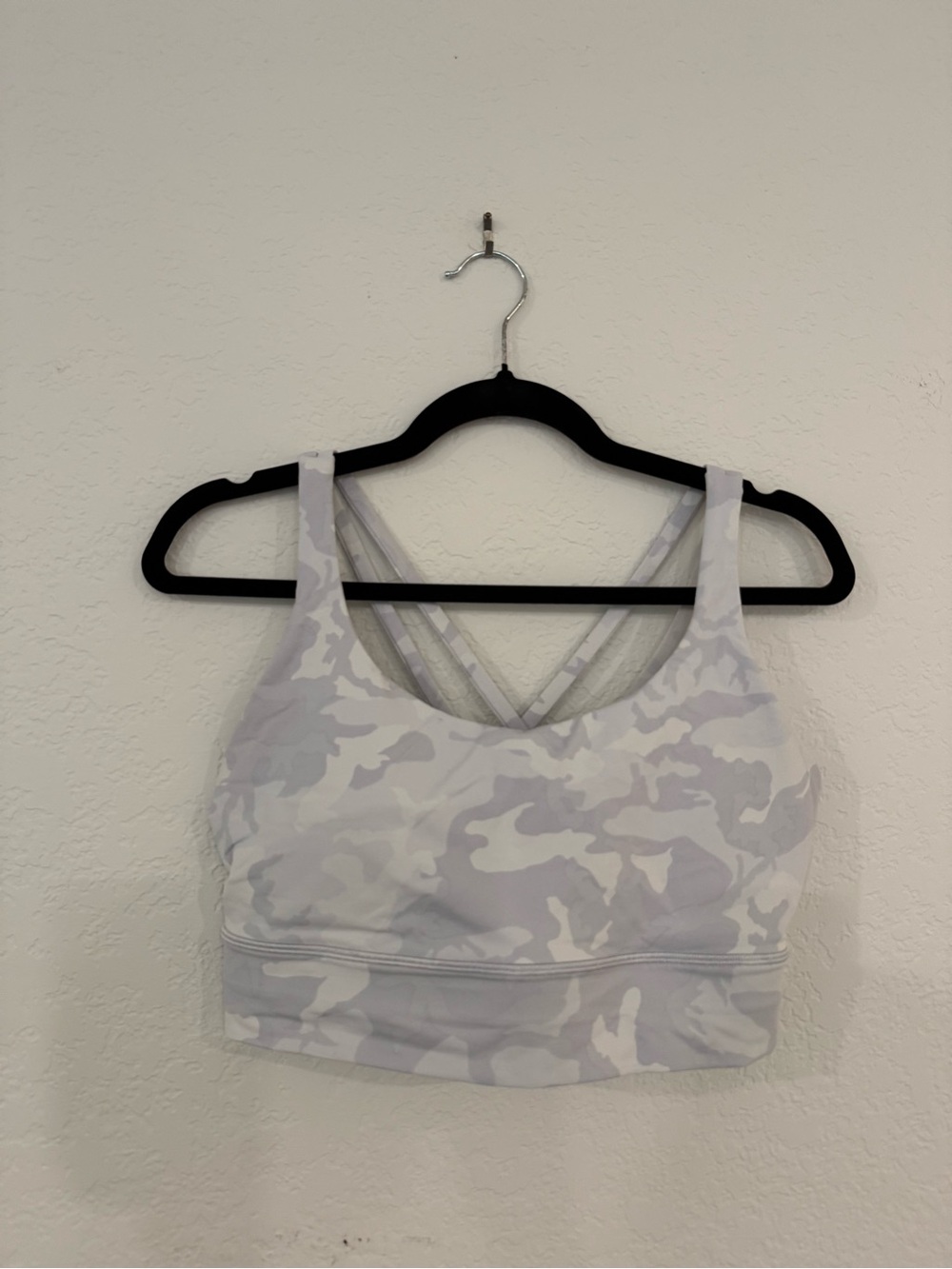 lululemon athletica Light Gray/White Camo Cross-Back Sports Bra